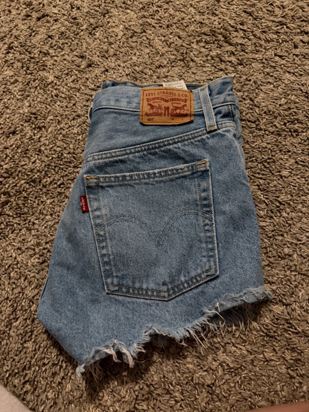 Light Blue Distressed High-Rise Jean Shorts
